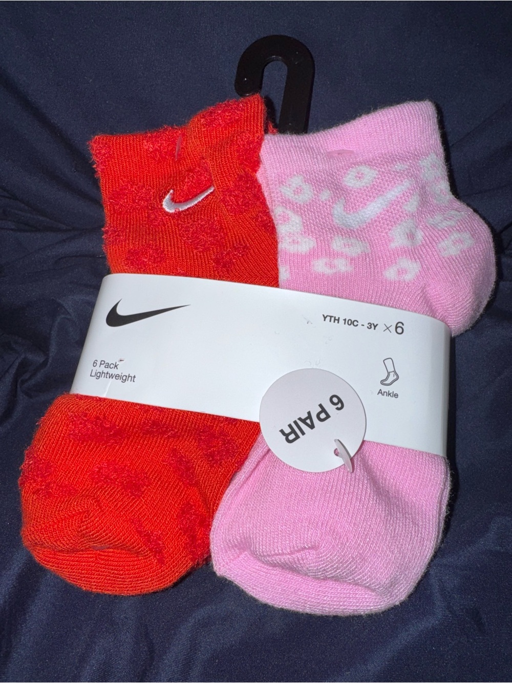 Nike Kids Ankle Socks - Red & Pink Pair
